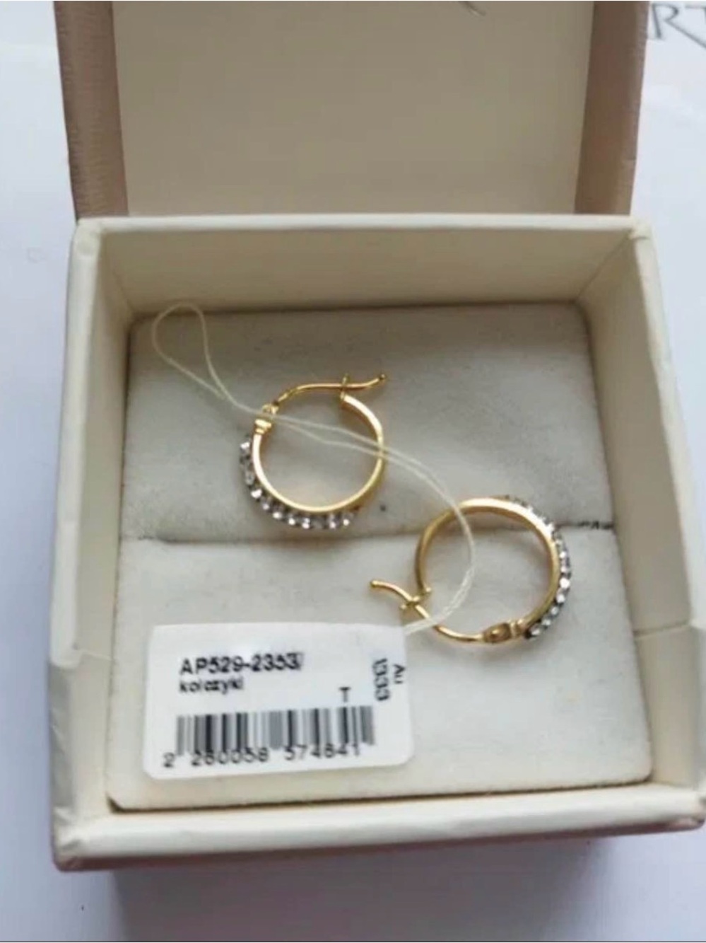 10k Gold Hoop Earrings with Clear Stones - Women's Jewelry